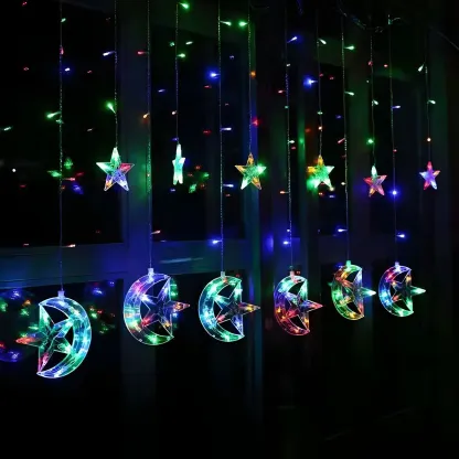 Star Moon Hanging Decorative LED String Light Image - 5