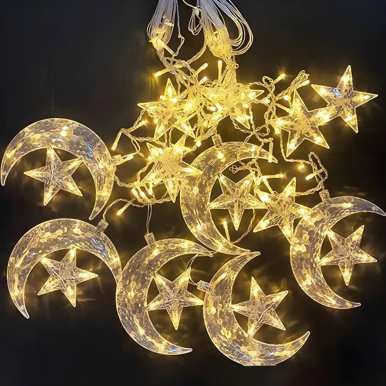 Star Moon Hanging Decorative LED String Light Image - 7