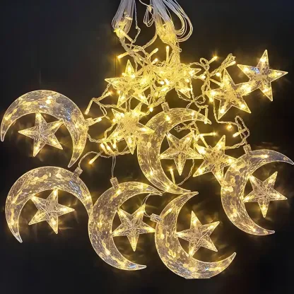 Star Moon Hanging Decorative LED String Light Image - 7