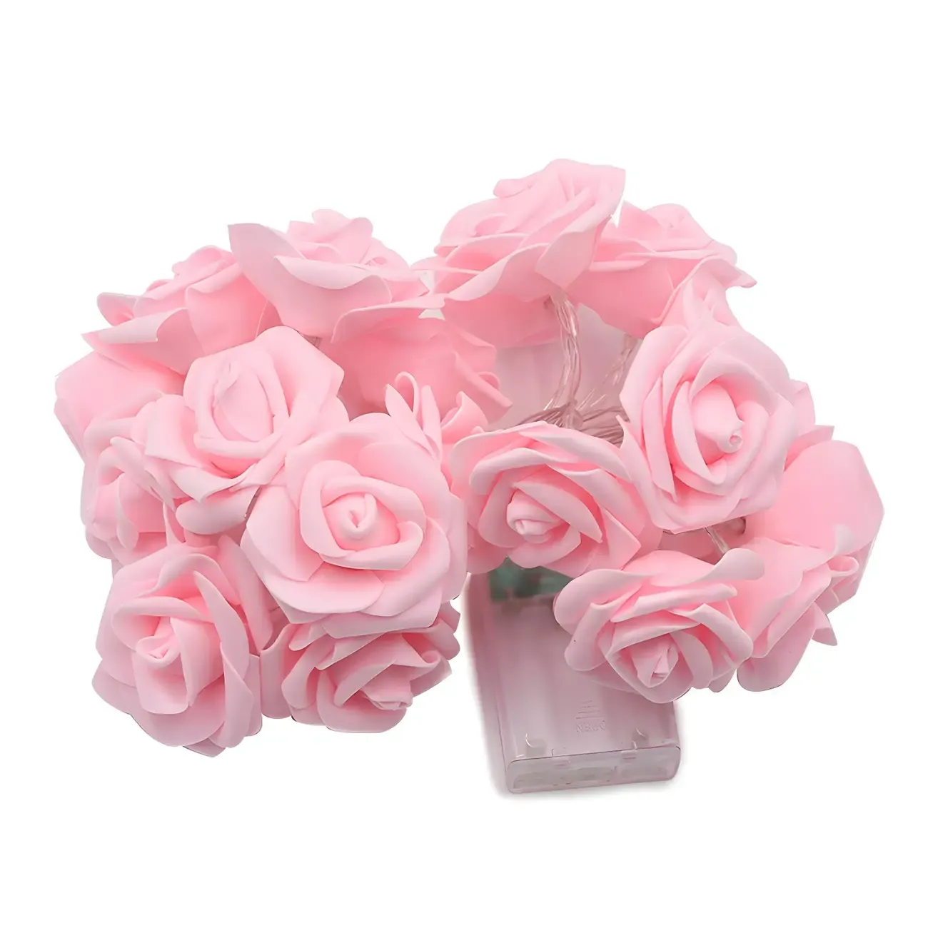 Romantic Pink and White Rose Floral String Light Image - 5