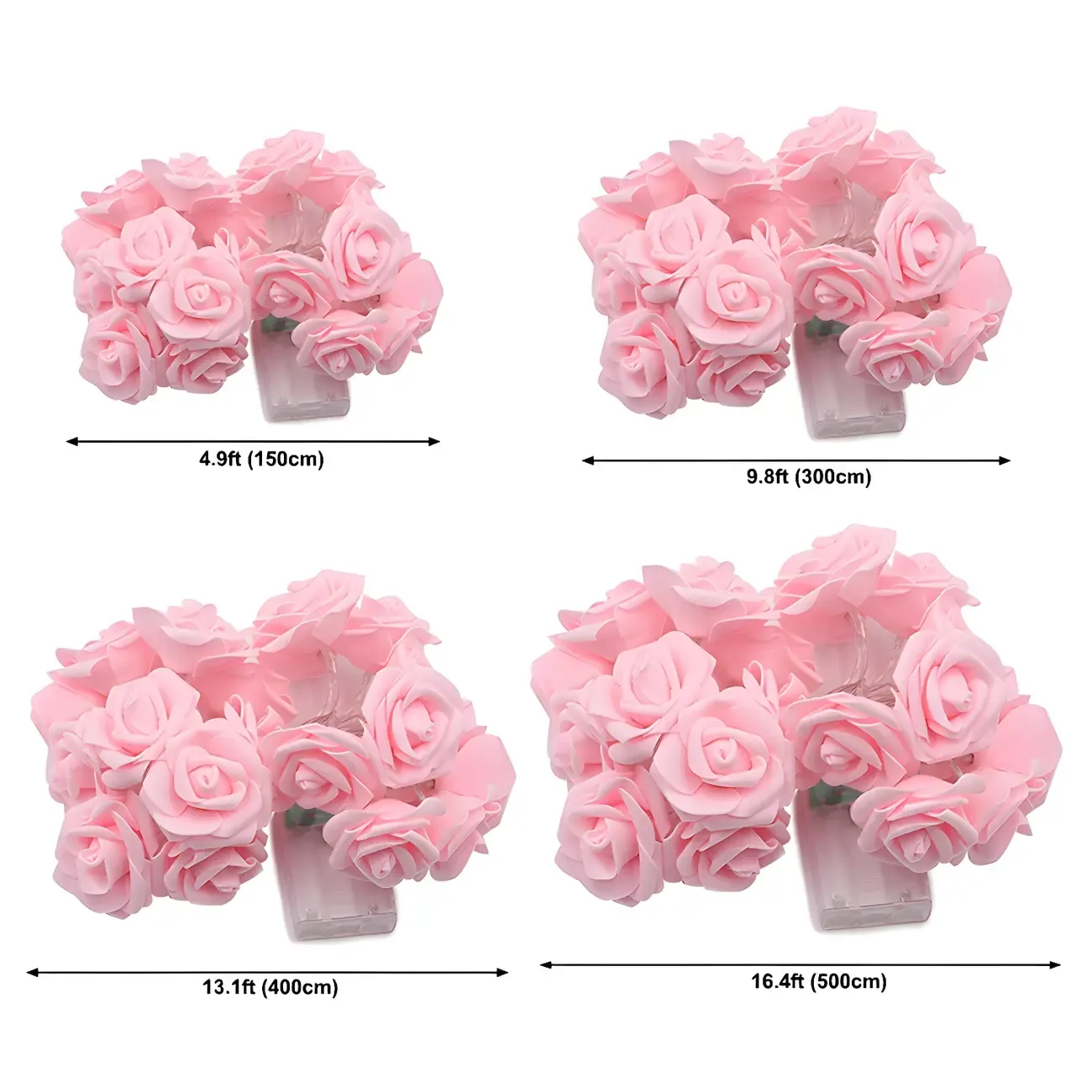 Romantic Pink and White Rose Floral String Light Image - 6