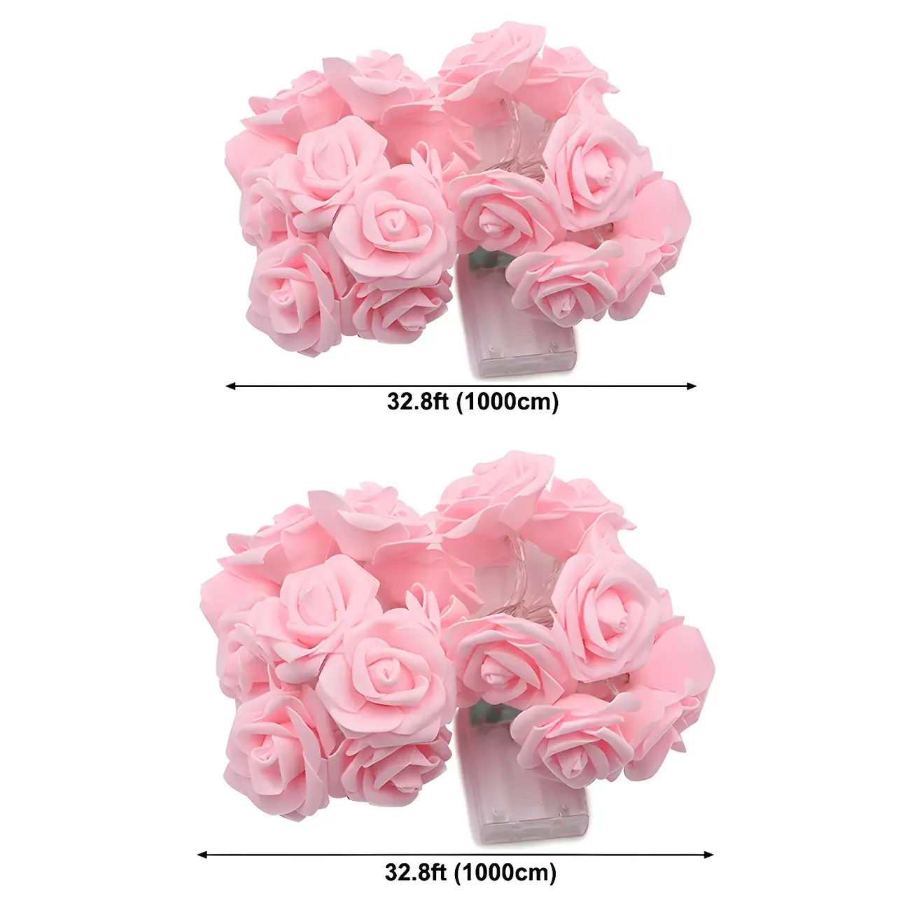 Romantic Pink and White Rose Floral String Light Image - 7