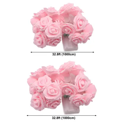 Romantic Pink and White Rose Floral String Light Image - 7