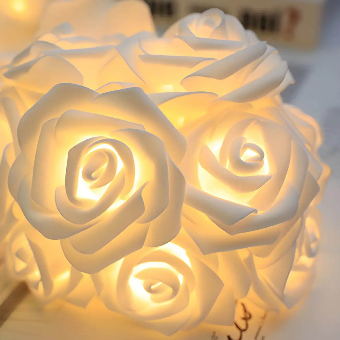 Romantic Pink and White Rose Floral String Light Image - 8 | homeyfad