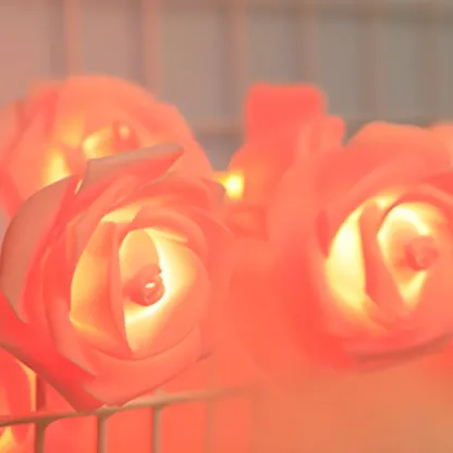 Romantic Pink and White Rose Floral String Light Image - 9