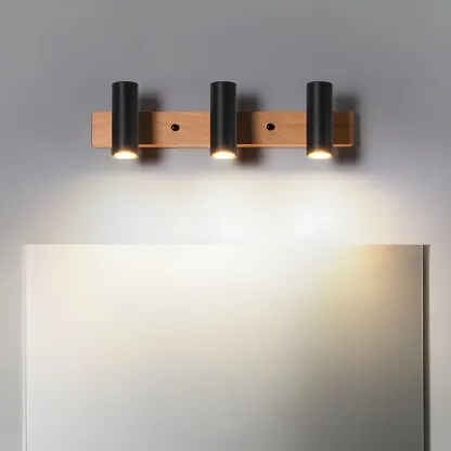 Cylinder White/Black 4-Light Bathroom Vanity Lights in Hardwired Image - 4
