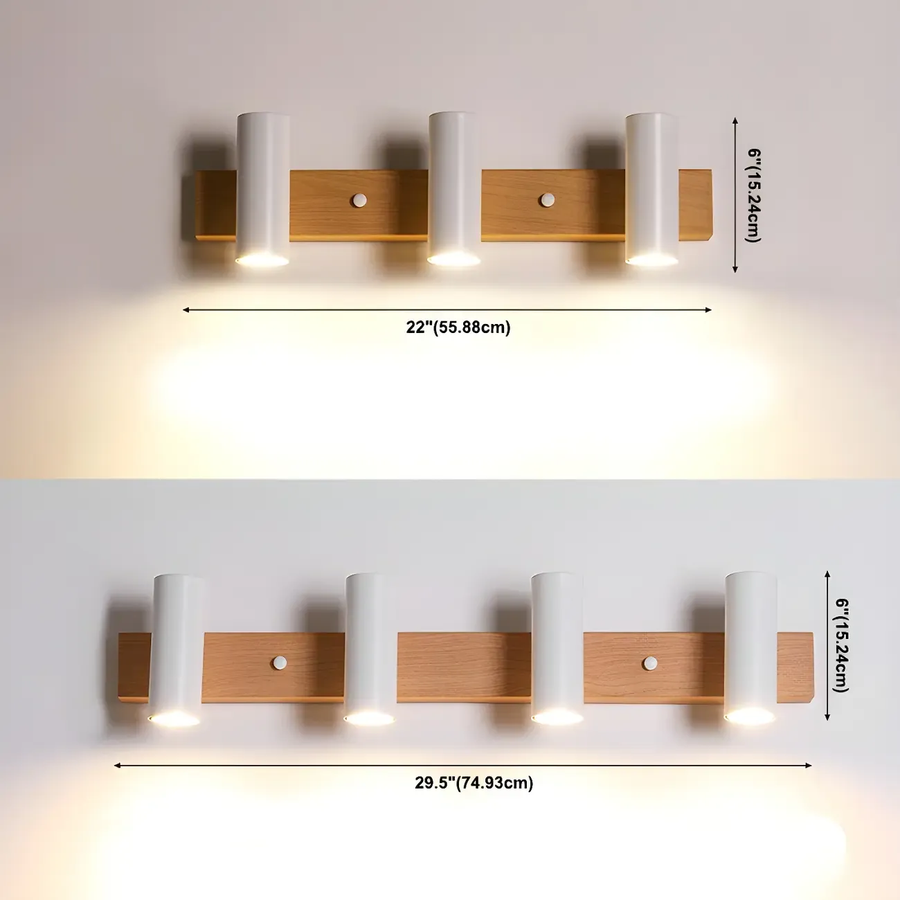 Cylinder White/Black 4-Light Bathroom Vanity Lights in Hardwired Image - 8