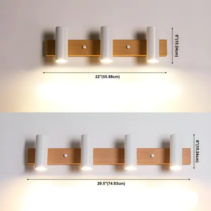 Cylinder White/Black 4-Light Bathroom Vanity Lights in Hardwired Image - 8