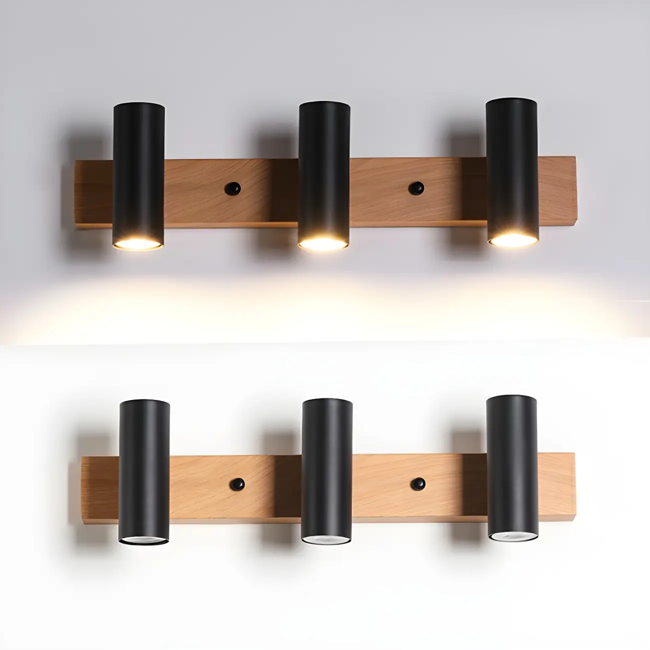 Cylinder White/Black 4-Light Bathroom Vanity Lights in Hardwired Image - 10 | homeyfad