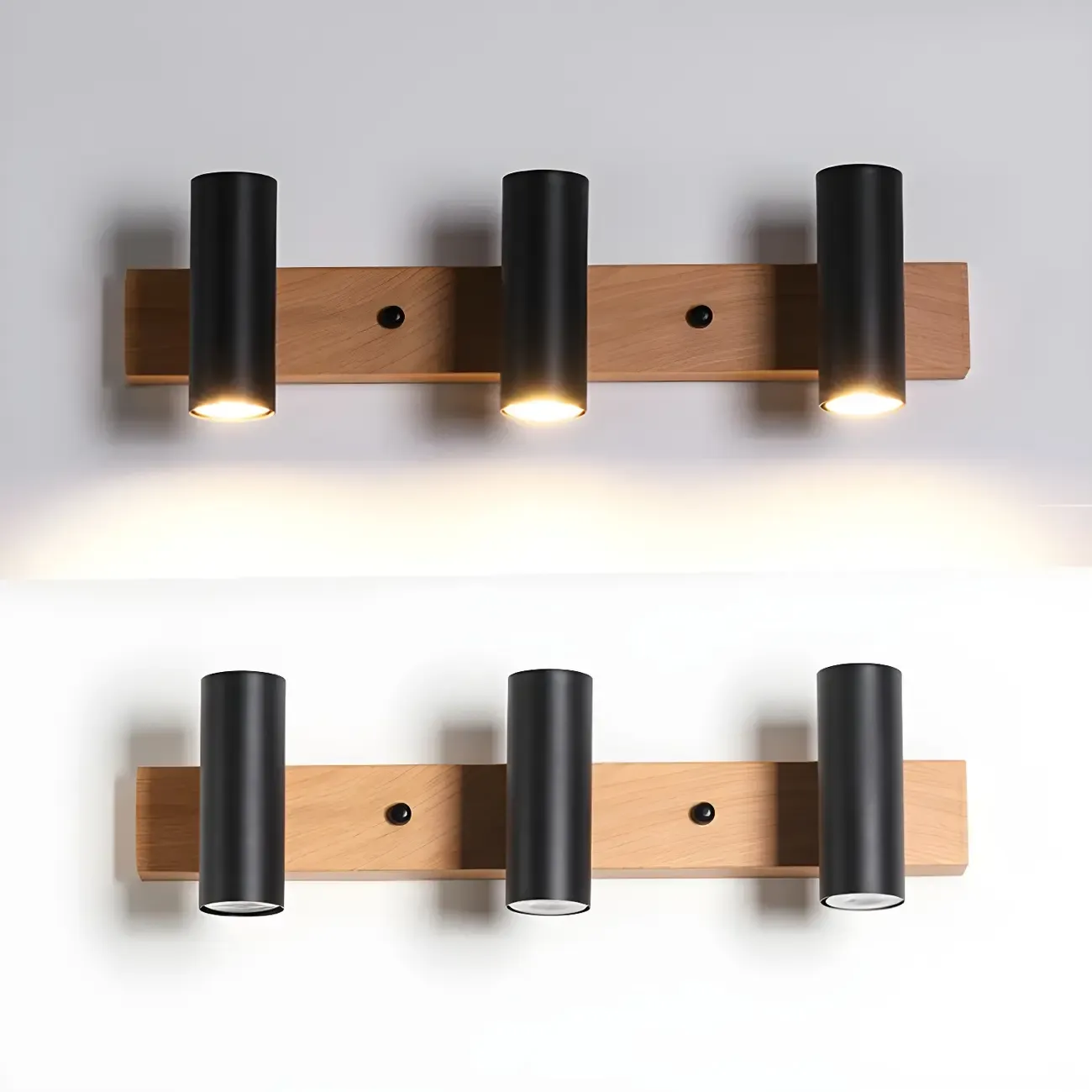 Cylinder White/Black 4-Light Bathroom Vanity Lights in Hardwired Image - 10