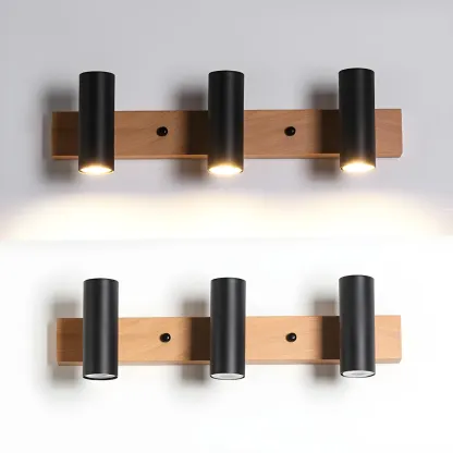 Cylinder White/Black 4-Light Bathroom Vanity Lights in Hardwired Image - 10
