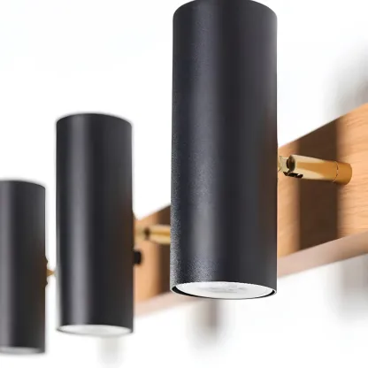 Cylinder White/Black 4-Light Bathroom Vanity Lights in Hardwired Image - 11