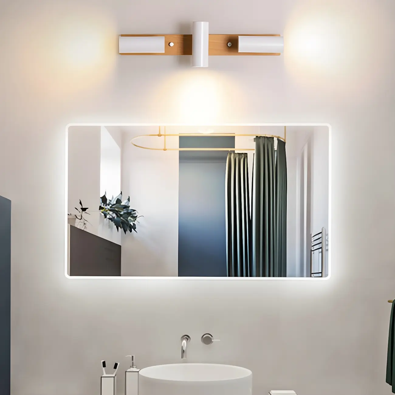 Cylinder White/Black 4-Light Bathroom Vanity Lights in Hardwired Image - 13 | homeyfad