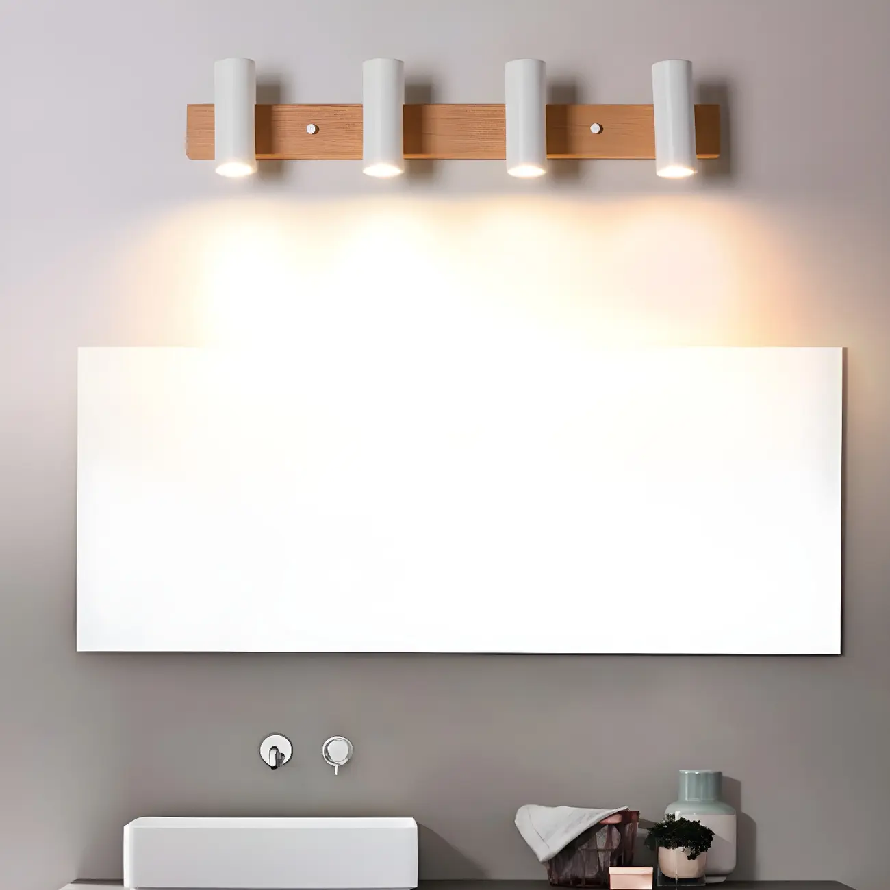 Cylinder White/Black 4-Light Bathroom Vanity Lights in Hardwired Image - 16 | homeyfad