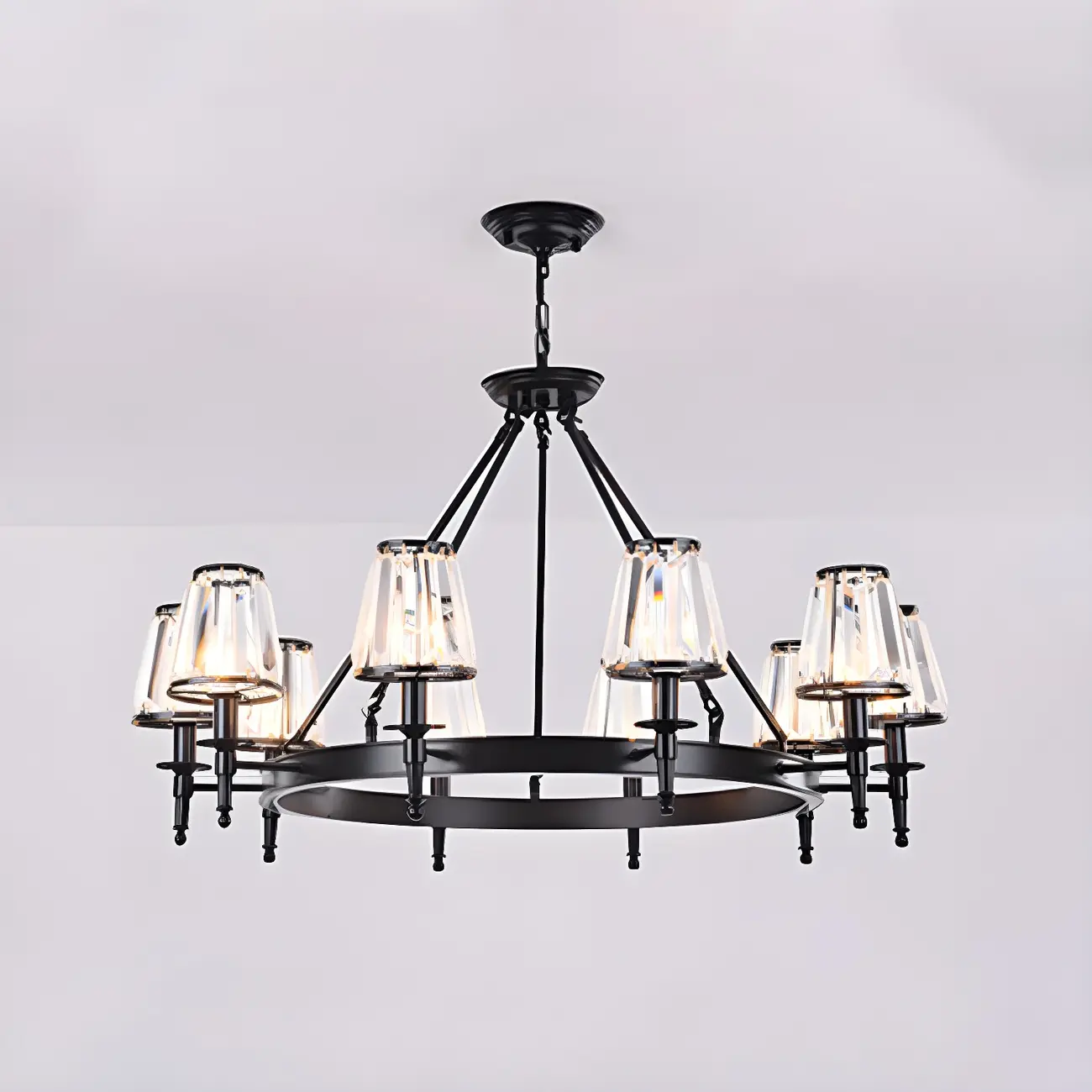 Vintage Metal Chandelier with Glass Shades for Living Room Image - 5 | homeyfad