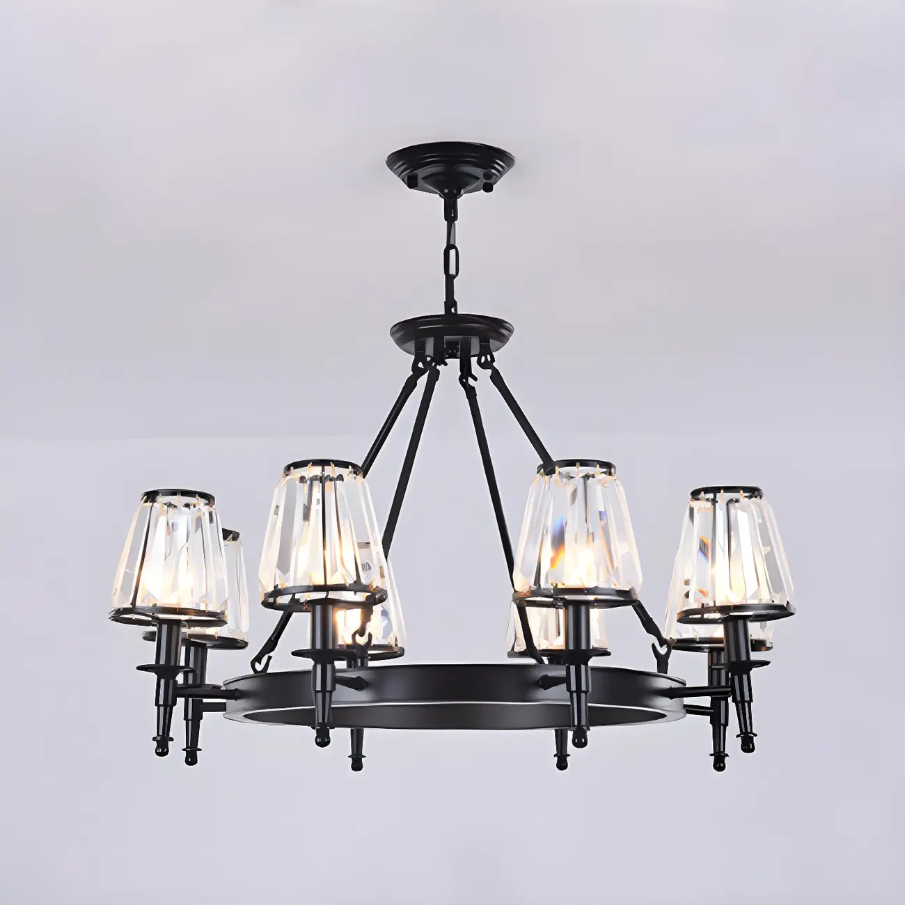 Vintage Metal Chandelier with Glass Shades for Living Room Image - 6 | homeyfad