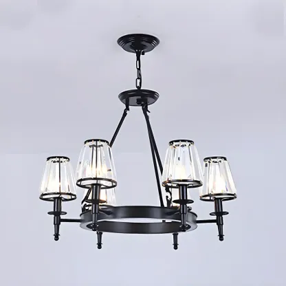Vintage Metal Chandelier with Glass Shades for Living Room Image - 7