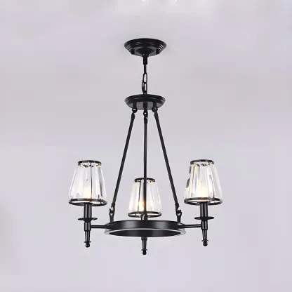 Vintage Metal Chandelier with Glass Shades for Living Room Image - 8
