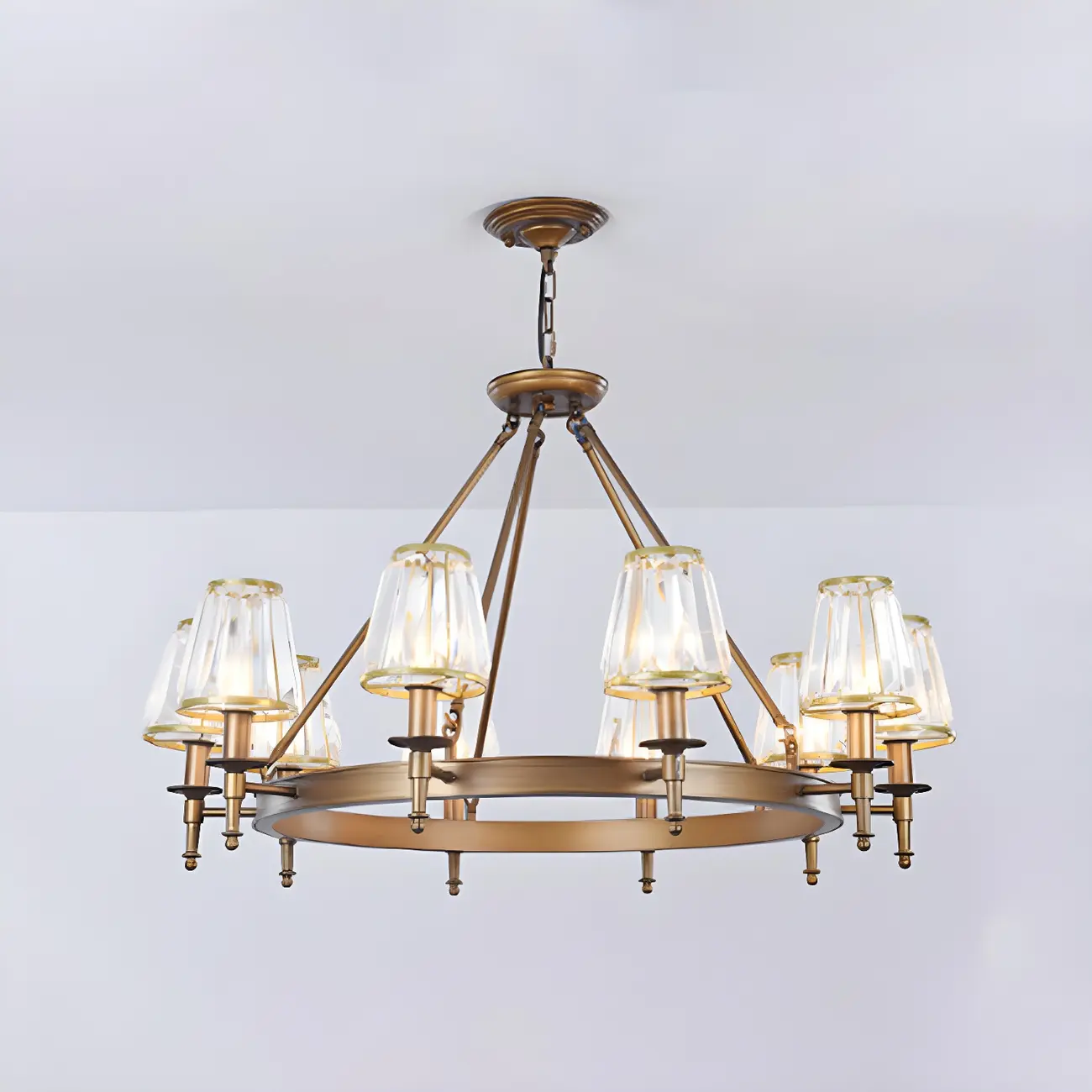 Vintage Metal Chandelier with Glass Shades for Living Room Image - 9 | homeyfad
