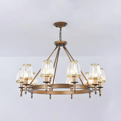 Vintage Metal Chandelier with Glass Shades for Living Room Image - 9