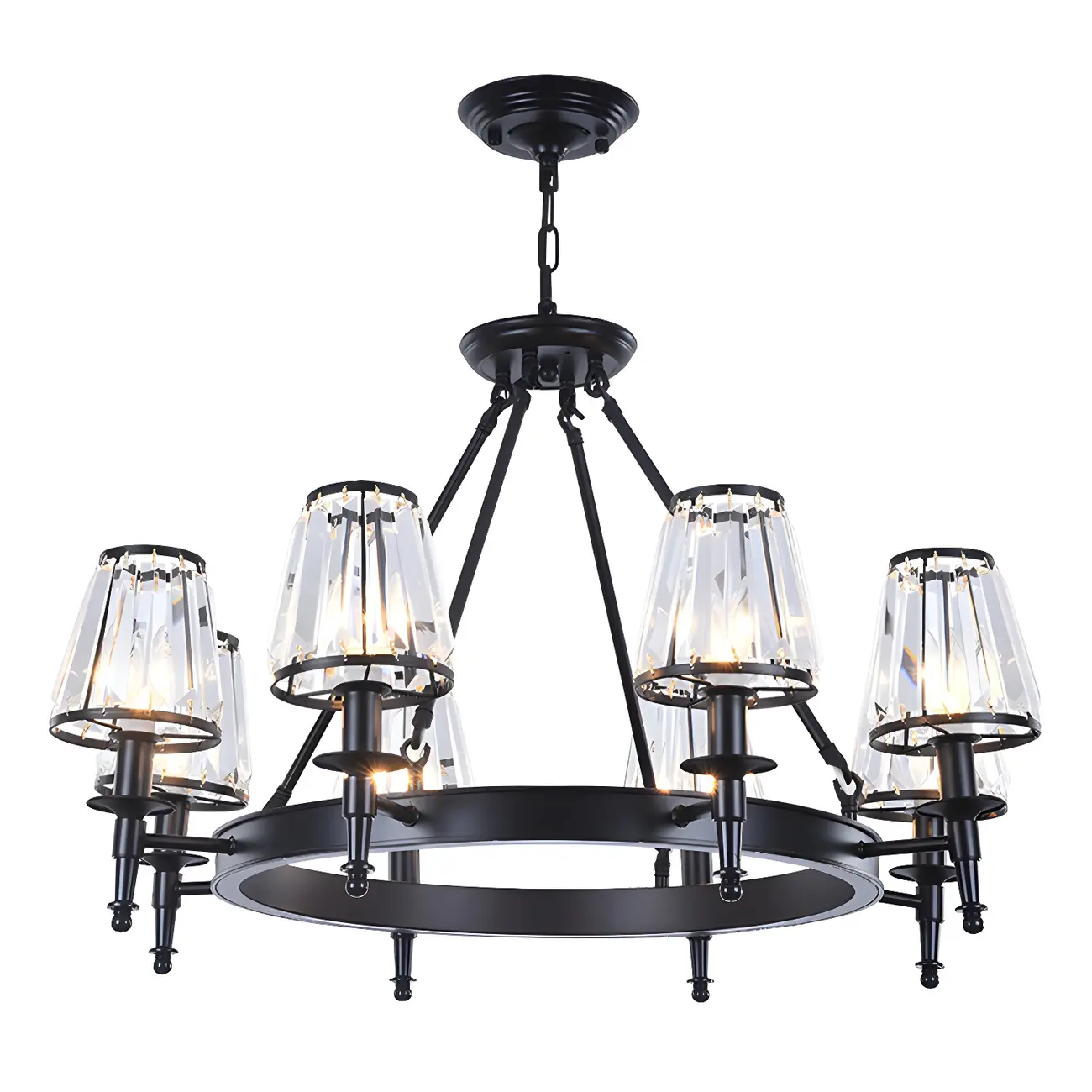 Vintage Metal Chandelier with Glass Shades for Living Room Image - 10 | homeyfad