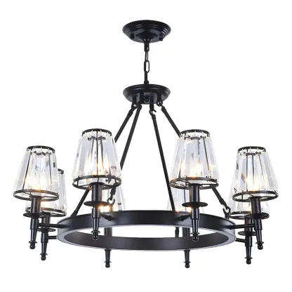 Vintage Metal Chandelier with Glass Shades for Living Room Image - 10