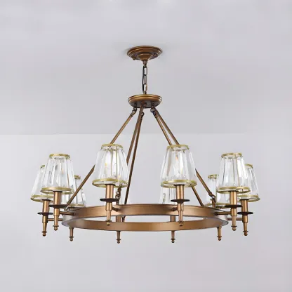 Vintage Metal Chandelier with Glass Shades for Living Room Image - 12