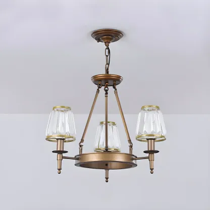 Vintage Metal Chandelier with Glass Shades for Living Room Image - 14