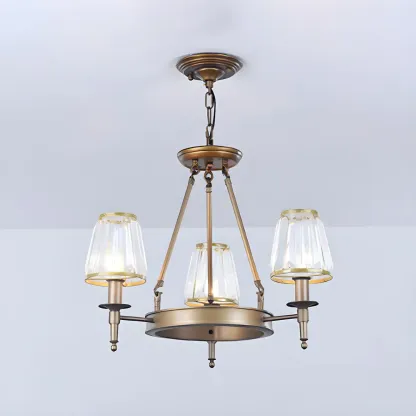 Vintage Metal Chandelier with Glass Shades for Living Room Image - 15
