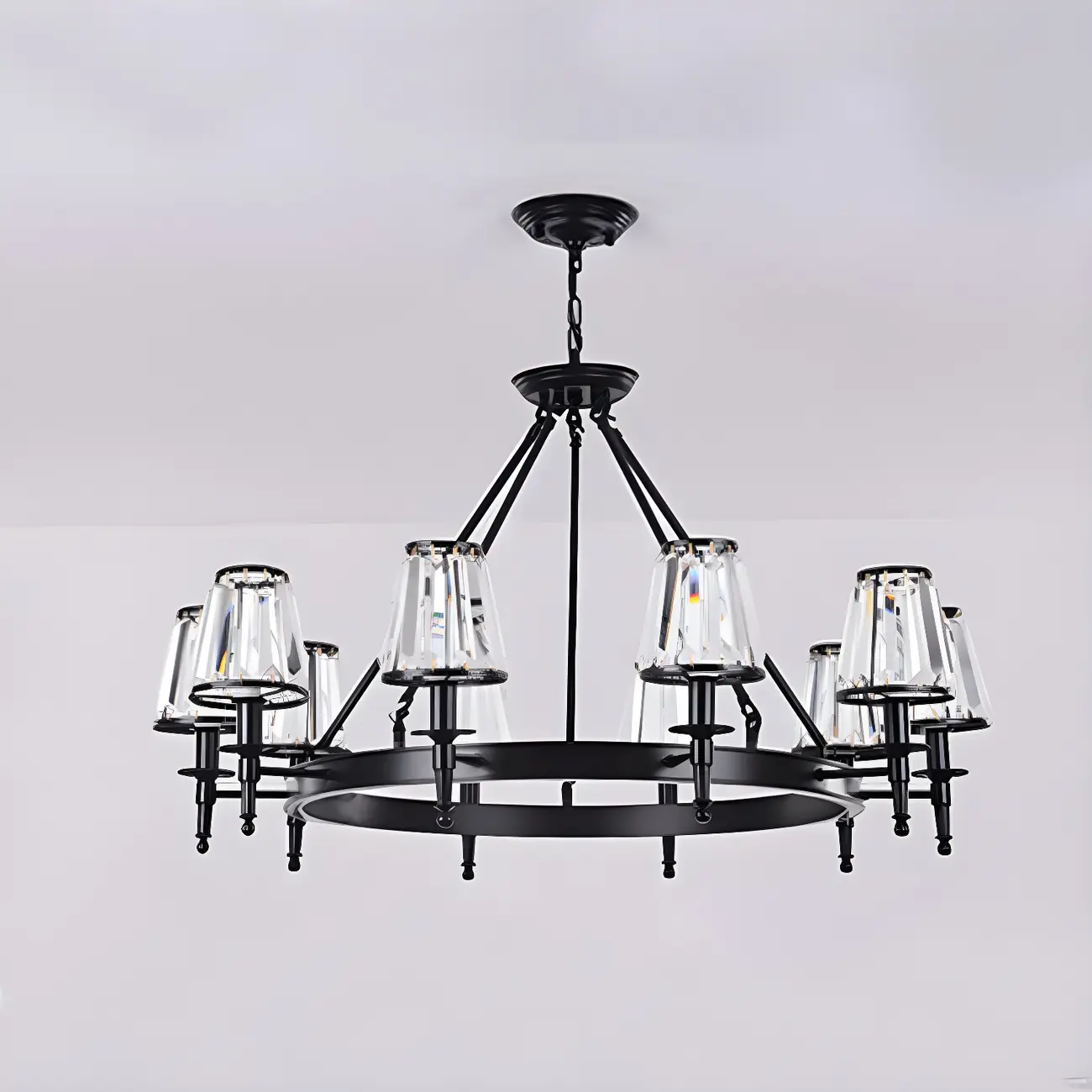 Vintage Metal Chandelier with Glass Shades for Living Room Image - 16 | homeyfad