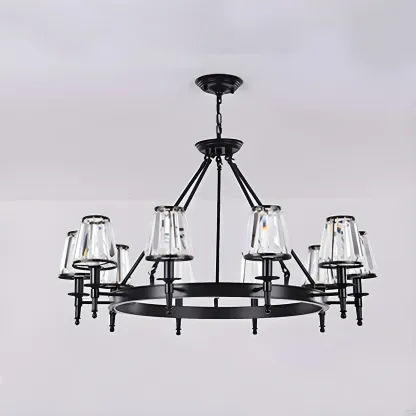 Vintage Metal Chandelier with Glass Shades for Living Room Image - 16