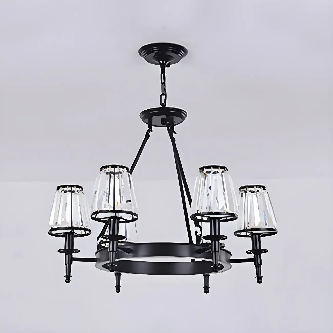 Vintage Metal Chandelier with Glass Shades for Living Room Image - 17 | homeyfad
