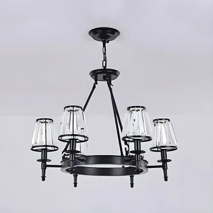Vintage Metal Chandelier with Glass Shades for Living Room Image - 17