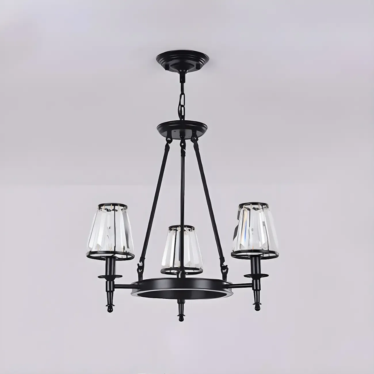 Vintage Metal Chandelier with Glass Shades for Living Room Image - 18