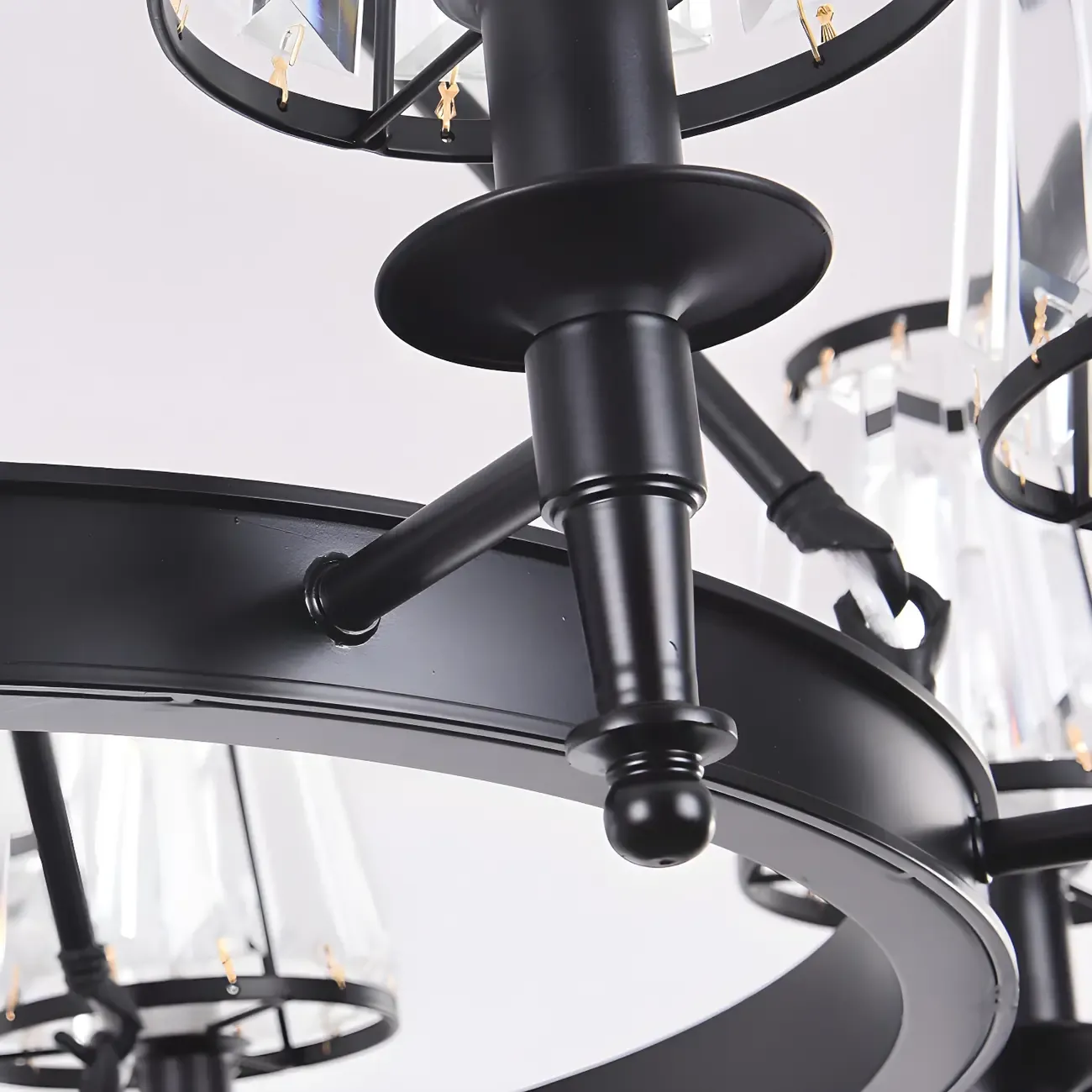 Vintage Metal Chandelier with Glass Shades for Living Room Image - 21