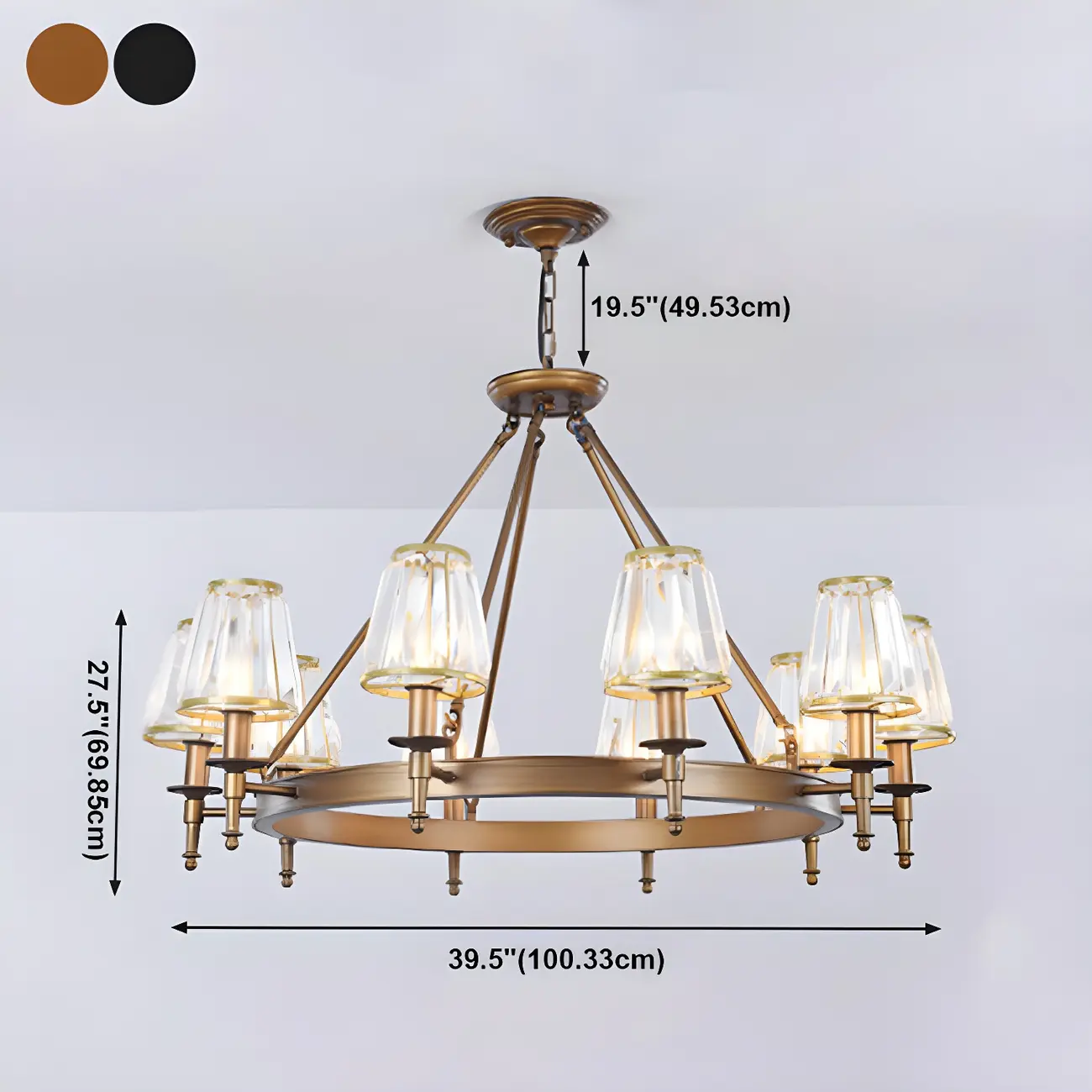 Vintage Metal Chandelier with Glass Shades for Living Room Image - 26 | homeyfad