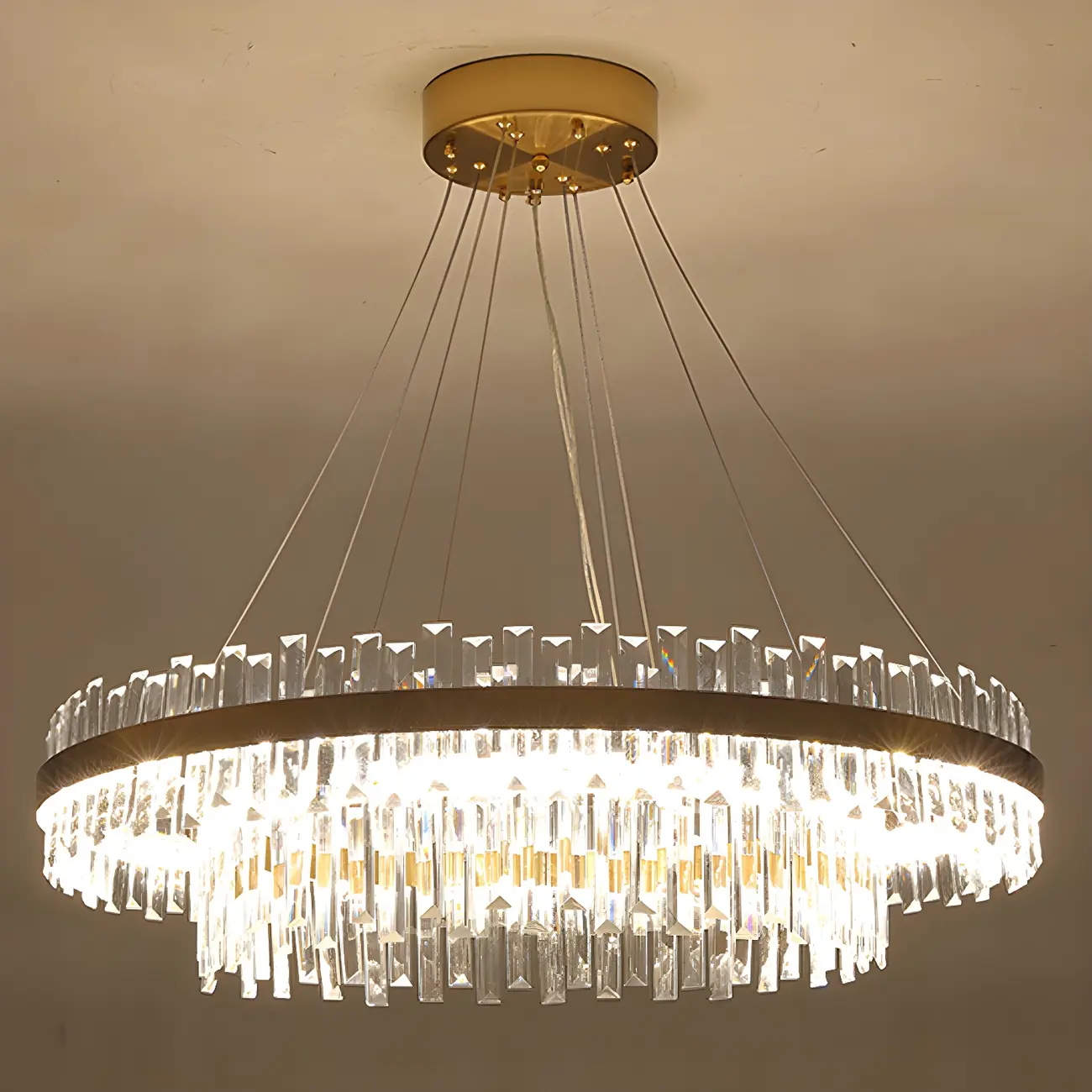 Adjustable Gold Crystal Chandelier for Living Room Image - 5 | homeyfad