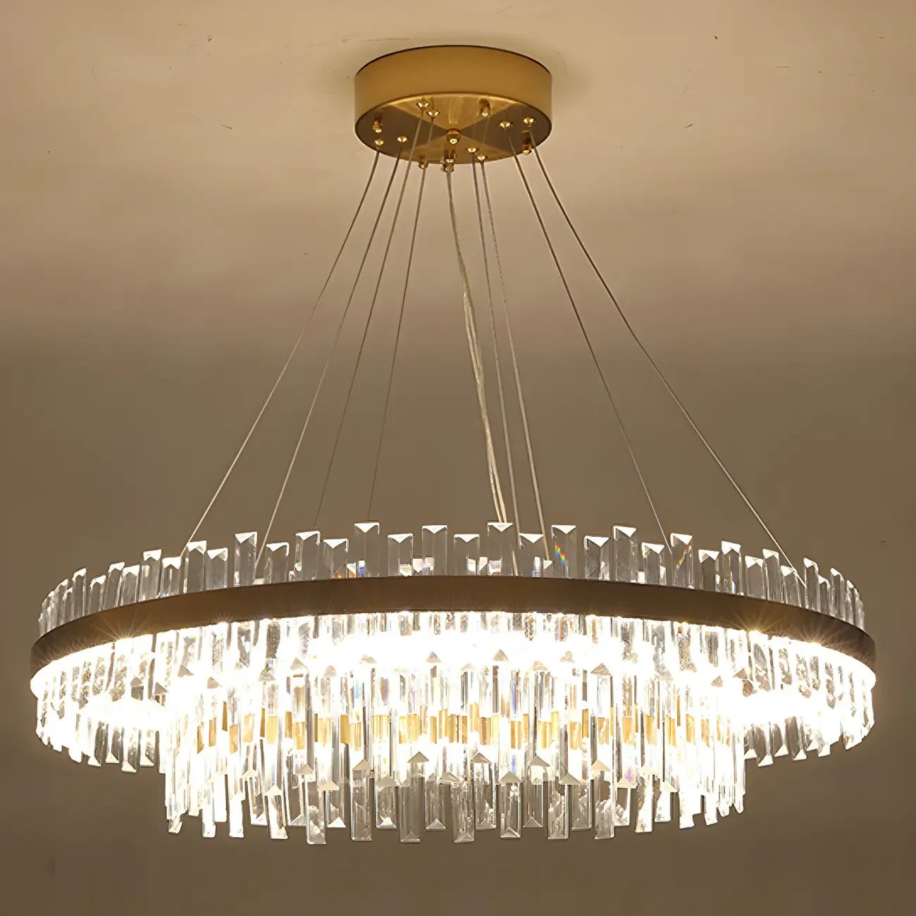 Adjustable Gold Crystal Chandelier for Living Room Image - 5