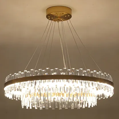 Adjustable Gold Crystal Chandelier for Living Room Image - 5