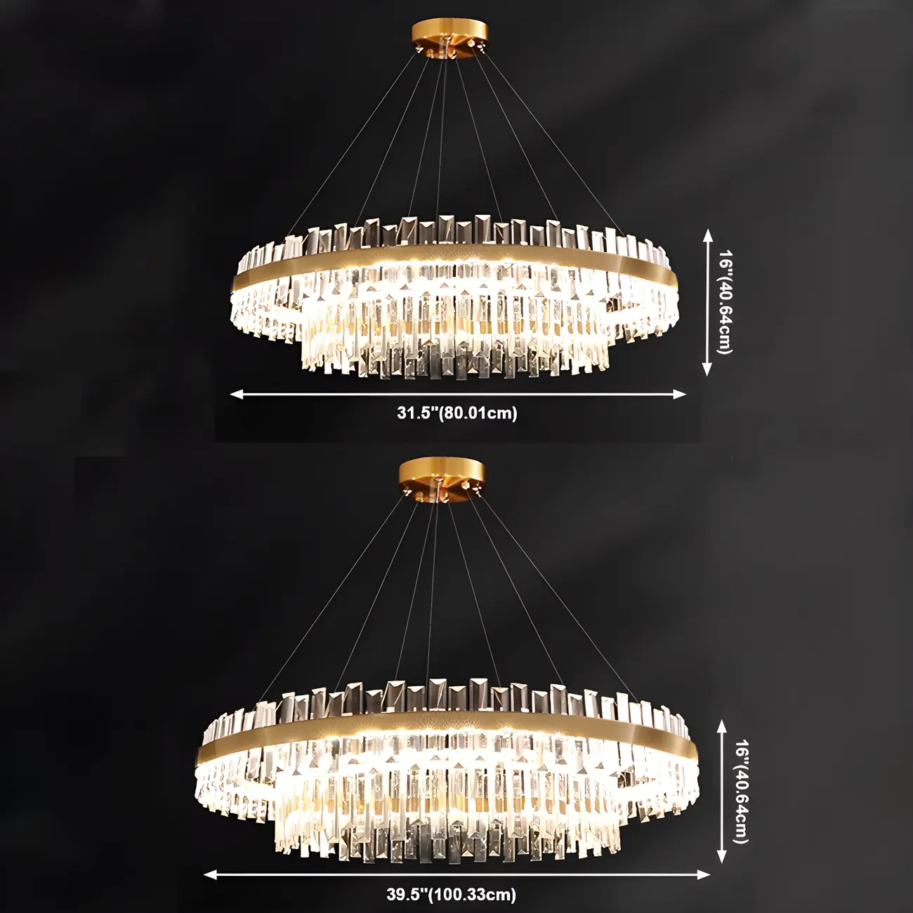 Adjustable Gold Crystal Chandelier for Living Room Image - 7 | homeyfad