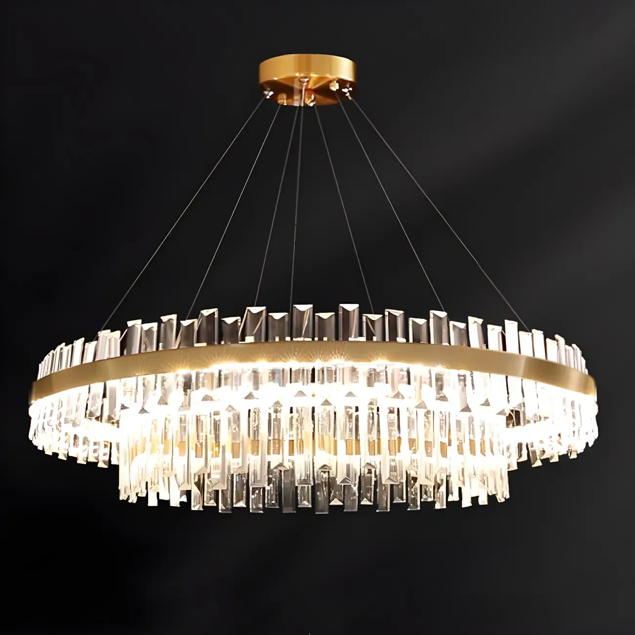 Adjustable Gold Crystal Chandelier for Living Room Image - 8