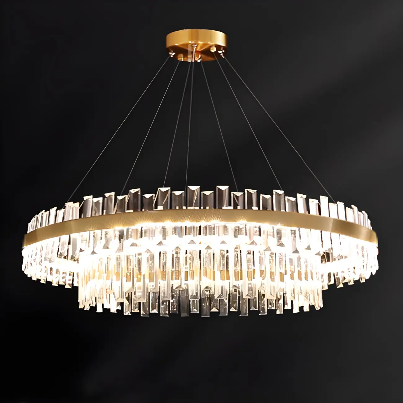 Adjustable Gold Crystal Chandelier for Living Room Image - 9 | homeyfad