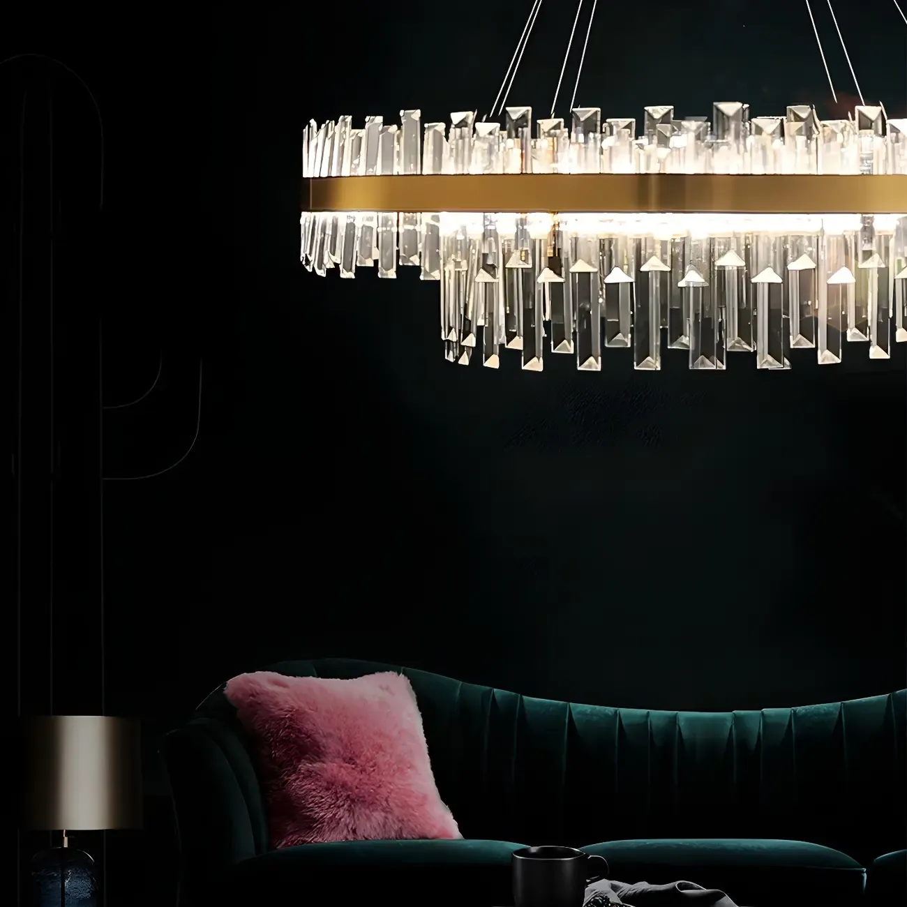 Adjustable Gold Crystal Chandelier for Living Room Image - 12