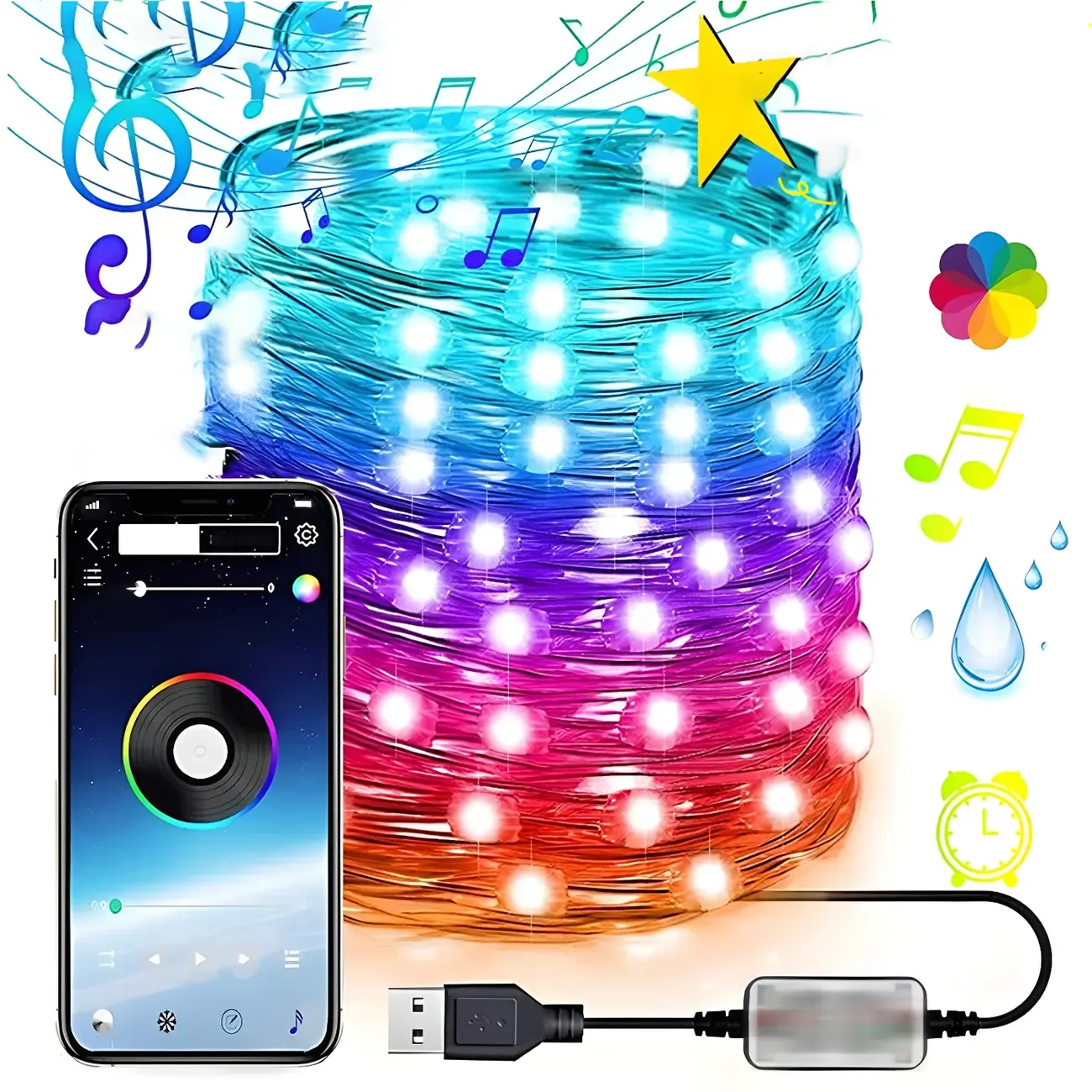 Modern Multi-color Dimmable USB String Light Image - 7