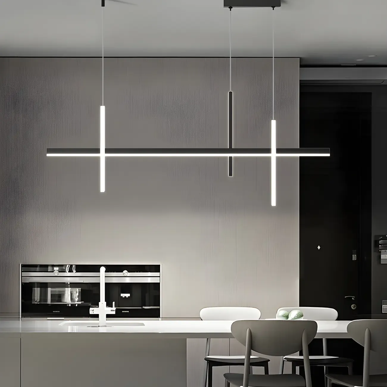 Minimalist LED Linear Pendant Light for Kitchen Image - 1