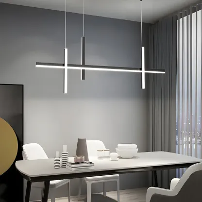 Minimalist LED Linear Pendant Light for Kitchen Image - 4