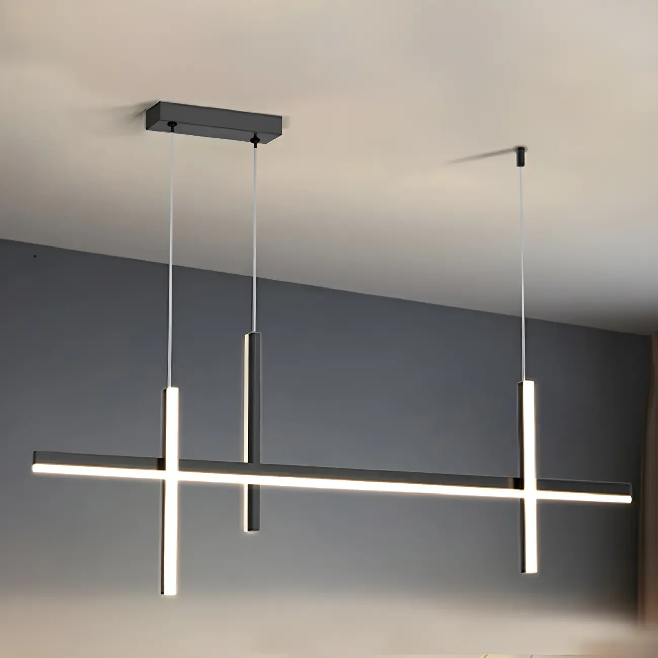 Minimalist LED Linear Pendant Light for Kitchen Image - 2