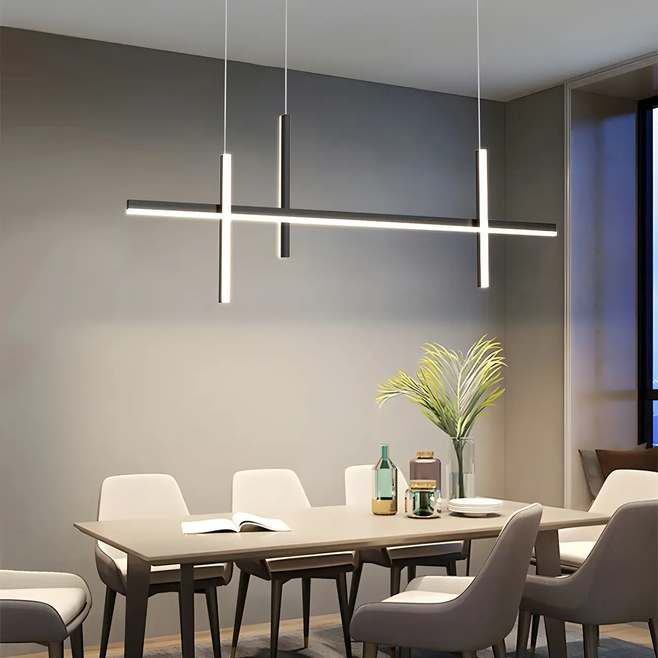 Minimalist LED Linear Pendant Light for Kitchen Image - 11
