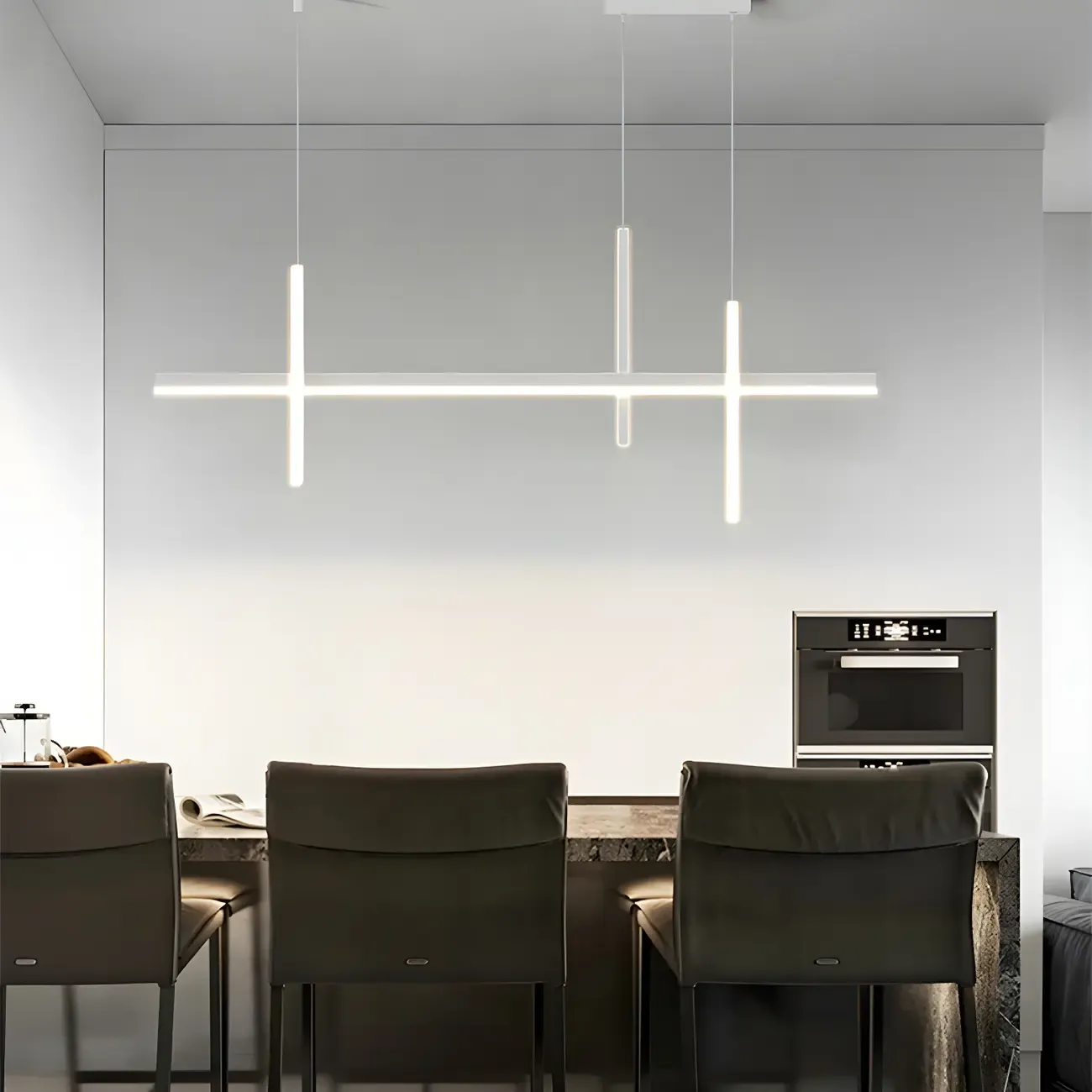 Minimalist LED Linear Pendant Light for Kitchen Image - 12