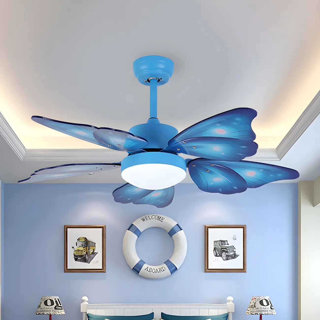 Kids Room Butterfly Remote/Wall Ceiling Fan with Light Image - 1 | homeyfad